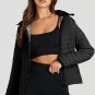 Black Solid Color Quilted Zip-up Puffer Jacket