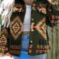 Green Aztec Print Flap Pockets Long Sleeve Shacket