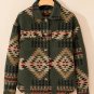 Green Aztec Print Flap Pockets Long Sleeve Shacket