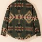 Green Aztec Print Flap Pockets Long Sleeve Shacket