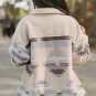 Khaki Western Aztec Print Sherpa Splicing Buttoned Flap Pocket Coat