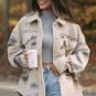 Khaki Western Aztec Print Sherpa Splicing Buttoned Flap Pocket Coat