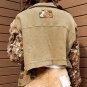 Khaki Waffle Knit Floral Print Patchwork Button up Jacket