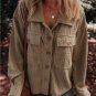 Dark Khaki Textured Chest Pocket Button-up Shacket
