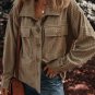 Dark Khaki Textured Chest Pocket Button-up Shacket