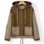 Jungle Green Quilted Textured Patchwork Loose Fit Hooded Jacket
