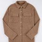 Dark Khaki Solid Color Corduroy Buttoned Long Sleeve Shacket