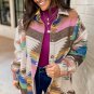 White Aztec Print Button Up Shacket