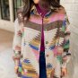 White Aztec Print Button Up Shacket