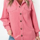 Bonbon Corduroy Flap Detail Button Up Split Shacket