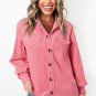 Bonbon Corduroy Flap Detail Button Up Split Shacket