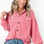 Bonbon Corduroy Flap Detail Button Up Split Shacket