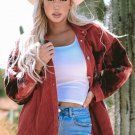 Gold Flame Checker Patchwork Raw Edge Oversized Corduroy Jacket