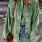 Mist Green Patched Pocket Button Up Corduroy Shacket