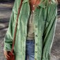 Mist Green Patched Pocket Button Up Corduroy Shacket