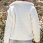 Beige Faux Fur Button Pocketed Lapel Collar Jacket