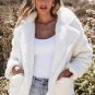 Beige Faux Fur Button Pocketed Lapel Collar Jacket