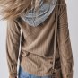 Pale Khaki Hooded Drawstring Pockets Corduroy Shacket