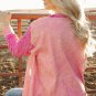 Apricot Pink Mineral Wash Sequin Patchwork Flap Pocket Shacket