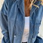 Real Teal Corduroy Drawstring Hooded Pocket Zip Up Jacket