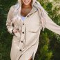 Beige Oversized Corduroy Contrast Hooded Shacket