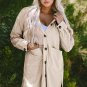 Beige Oversized Corduroy Contrast Hooded Shacket