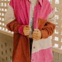 Rose Red Colorblock Curved Hem Corduroy Shacket with Pocket