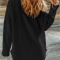 Black Sequined Rugby Flap Pockets Buttoned Shacket