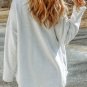 Gray Sequined Rugby Flap Pockets Buttoned Shacket