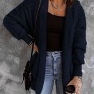 Blue Pink Soft Fleece Hooded Open Front Jacket