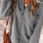 Medium Grey Fleece Zip Up Drawstring Hooded Pocketed Jacket