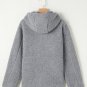 Medium Grey Fleece Zip Up Drawstring Hooded Pocketed Jacket