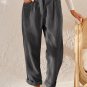 Gray Corduroy High Waist Straight Leg Pants
