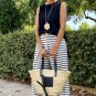 White Drawstring Striped Wide Leg Pants