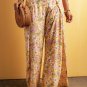 Yellow Floral Print High Slit Wide Leg Pants