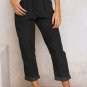 Black Corduroy High Waist Straight Leg Pants