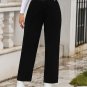 Black Corduroy High Waist Straight Leg Pants