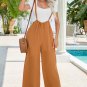 Orange High Rise Wide Leg Suspender Pants
