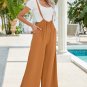 Orange High Rise Wide Leg Suspender Pants