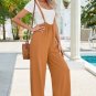 Orange High Rise Wide Leg Suspender Pants