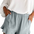 Gray Blue High Waist Pocketed Ruffle Shorts