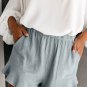 Gray Blue High Waist Pocketed Ruffle Shorts