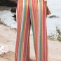 Multicolor Striped Smocked High Waist Wide Leg Pants