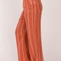 Orange Striped Shirred High Waist Straight Leg Pants