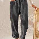Gray Corduroy High Waist Straight Leg Pants