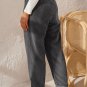 Gray Corduroy High Waist Straight Leg Pants