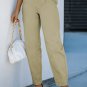 Khaki Solid High Waist Casual Pants