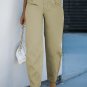 Khaki Solid High Waist Casual Pants