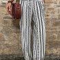 Black Stripe Boho Striped Print Casual Pants