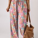 Pink Floral Smocked Waist Loose Pants